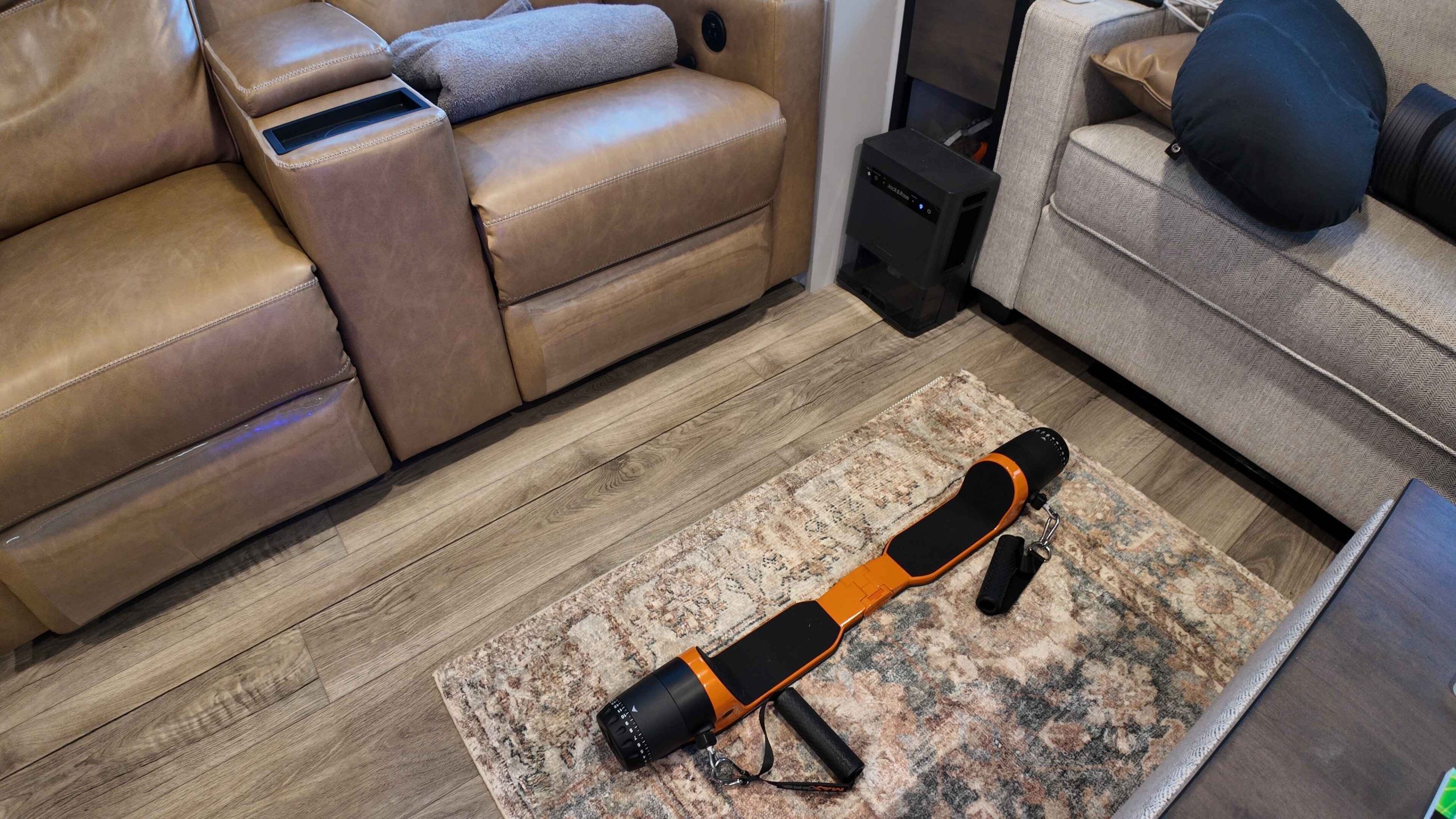 MaxPro Review: My Full-Time RV Gym 3 Compact MaxPro workout machine folded and stored inside an RV